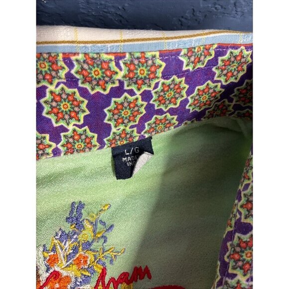 Robert‎ Graham Mens size LG  Long sleeve Blue Striped Shirt contrast cuff - Picture 7 of 9